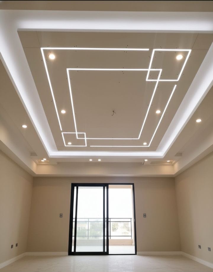 ديكور جبس مع إضاءة LED مخفية للأسقف تركيب بأحدث التقنيات